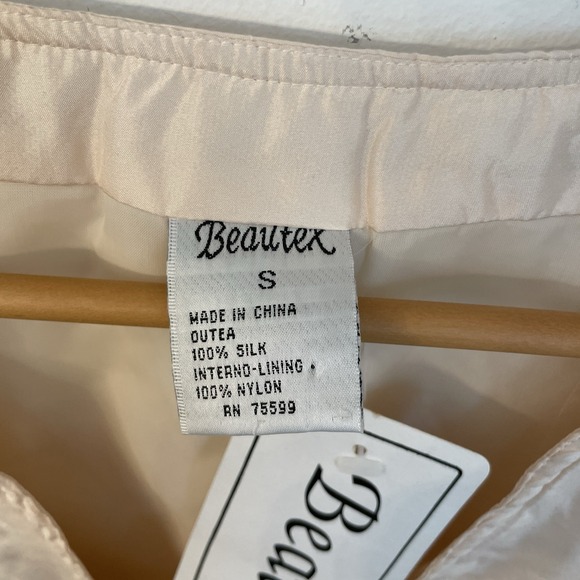 Vtg 90s Beautex 100% Silk 2pc Set Ballet Pink Safari Vest Shorts Small NWT G-III - Picture 4 of 16